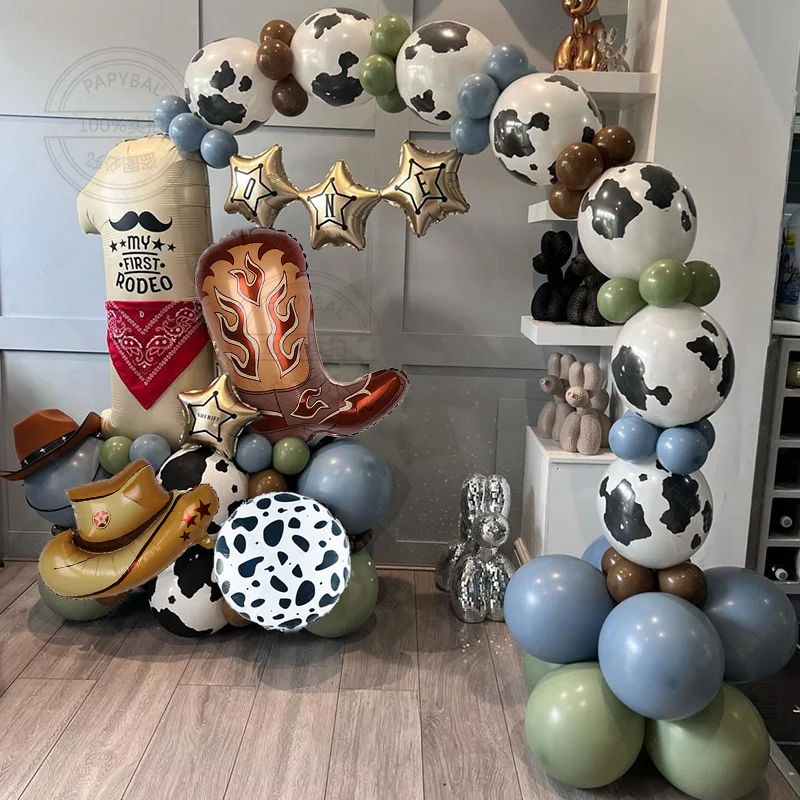 

83PCS Cowboy Party Brown Cow Print Latex Balloon Garland Balloon Column Set Cowboy Tribe Theme Kid Birthday Party Decor Supplies