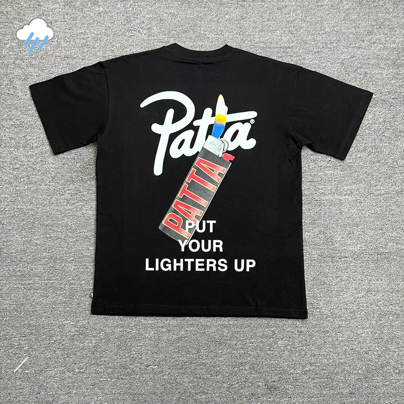 2026 Summer Graphics Logo Print Patta T Shirts Tee High Quality Cotton Black White Loose Top Casual Couple T-Shirt For Men Women