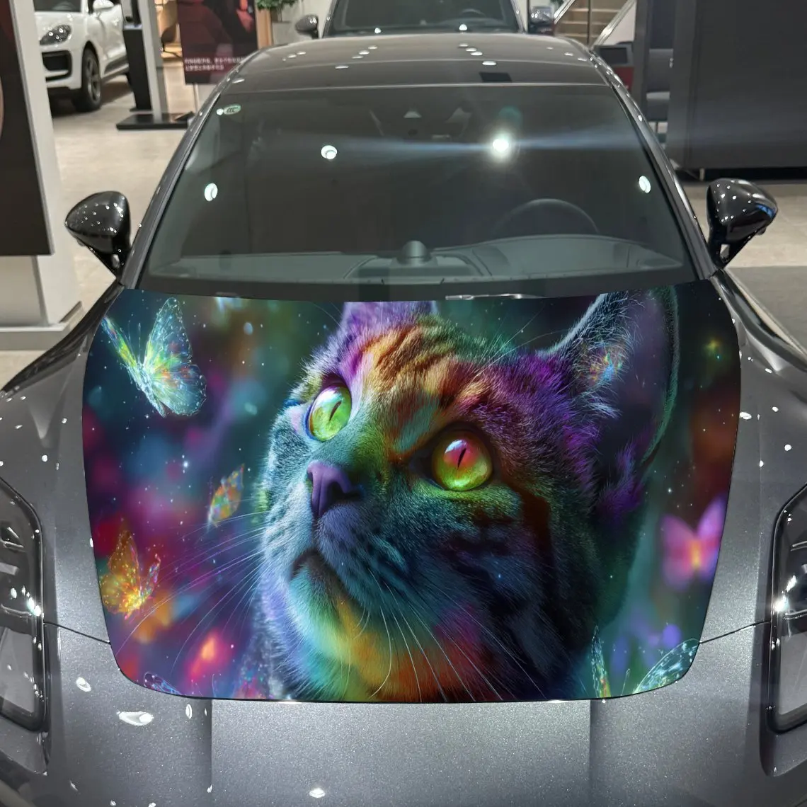 

Starry Butterfly Cat Car Hood Vinyl Stickers Car Surface Protection Decal Car Decoration Cover Vinyl Wraps Waterproof Self-adhes
