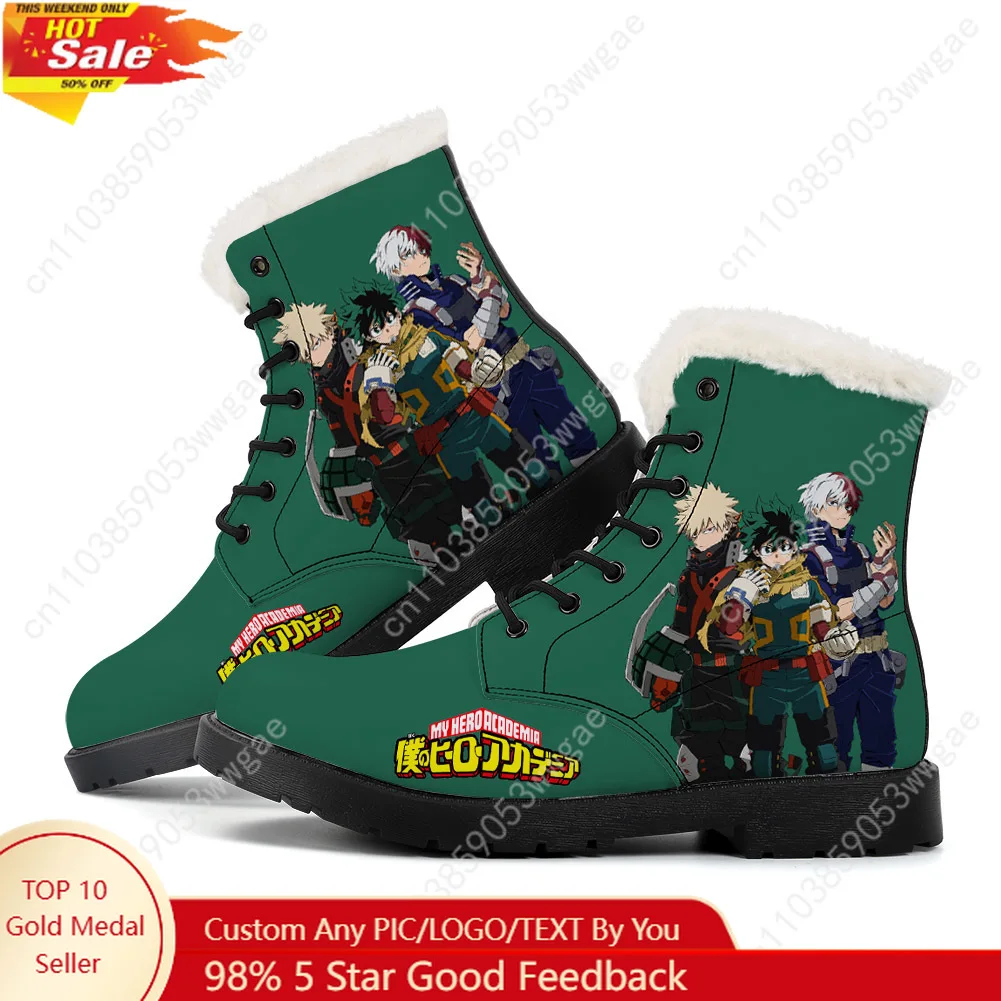 My Hero Academia Plush Boots Man Women Teenager Casual Shoes Outdoor Keep Warm Leather Boot Couple High Quality Tailor-made Shoe