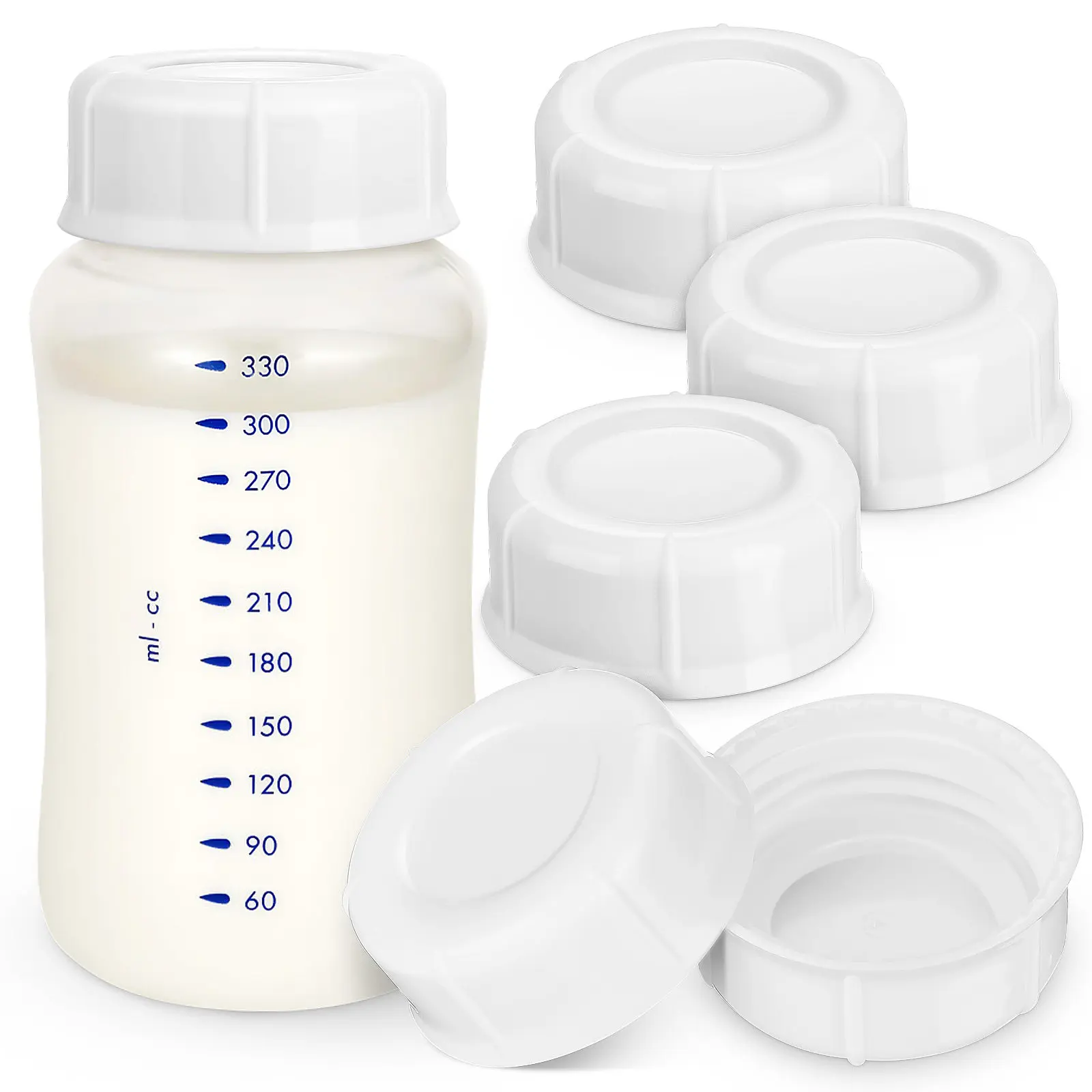 6Pcs Baby Bottle Caps Narrow Mouth Leakproof Plastic Milk Bottle Lids Compatible with PP Ppsu Glass Bottles Dishwasher