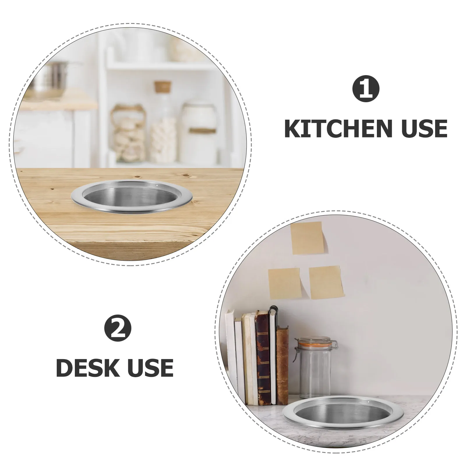 Stainless Steel Countertop Trash Grommet Drop in Trash Chute Lid Ring Embedded Recessed Bin Cover Sleek Modern Kitchen Bathroom
