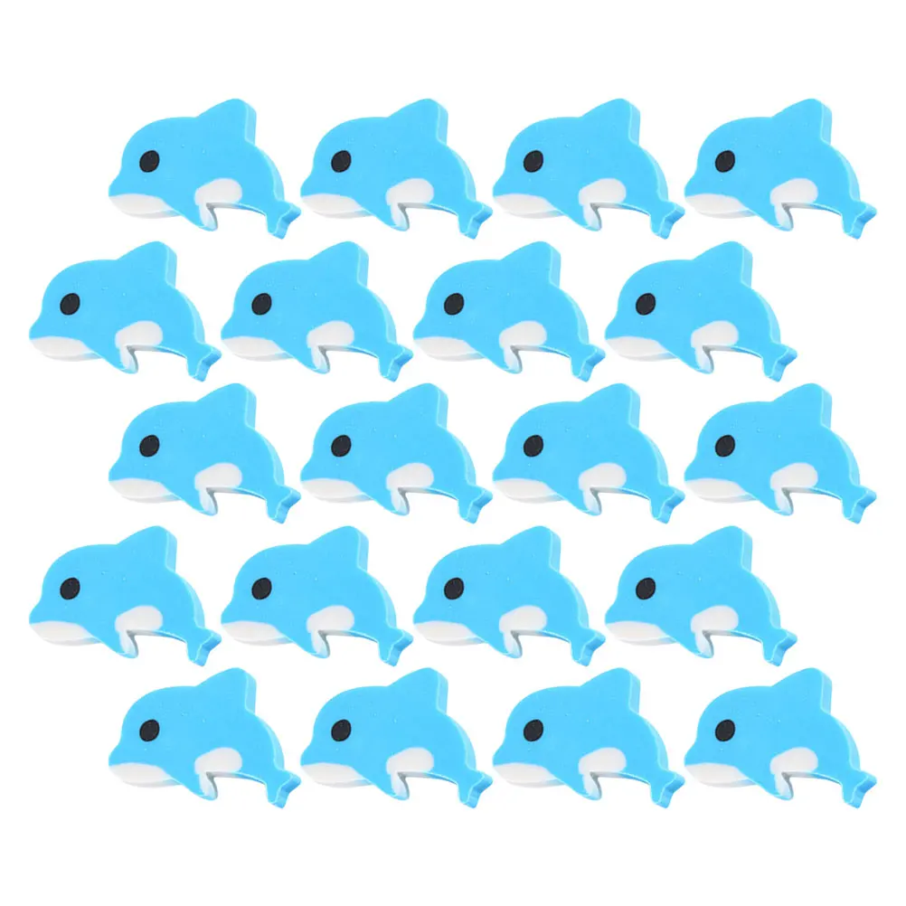 

20 Pcs Erasers Little Dolphin Aquatic Animal Charming Mini Cute for Kids Attractive Deep Sea Creature Sky-blue Cartoon Pupils
