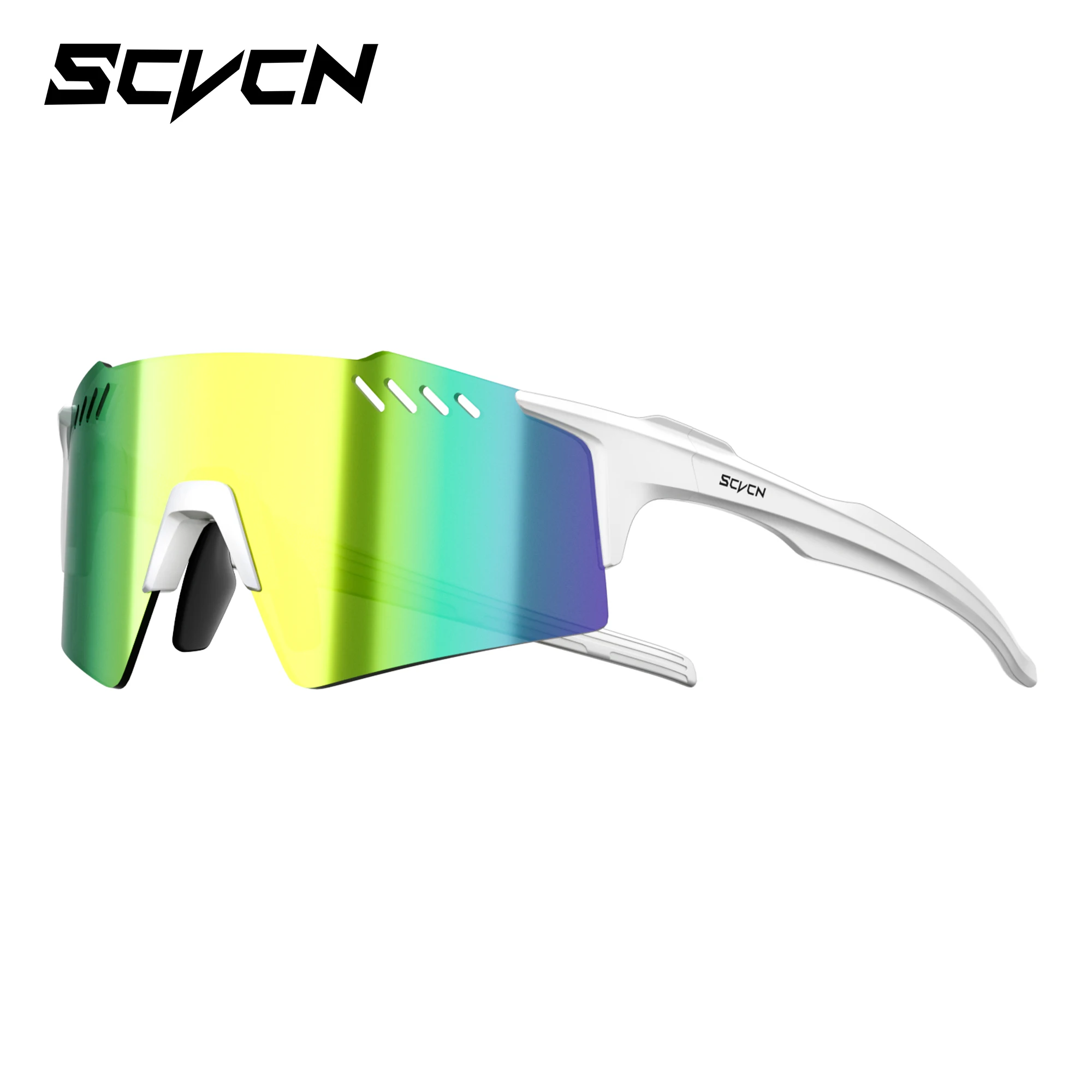 SCVCN Wanderbrillen, modisch, randlos, Fahrradbrille, Outdoor-Sport, Laufen, Fahren, Sonnenbrille für Herren, Schutzbrille, MTB, Fahrrad, 1-Linse