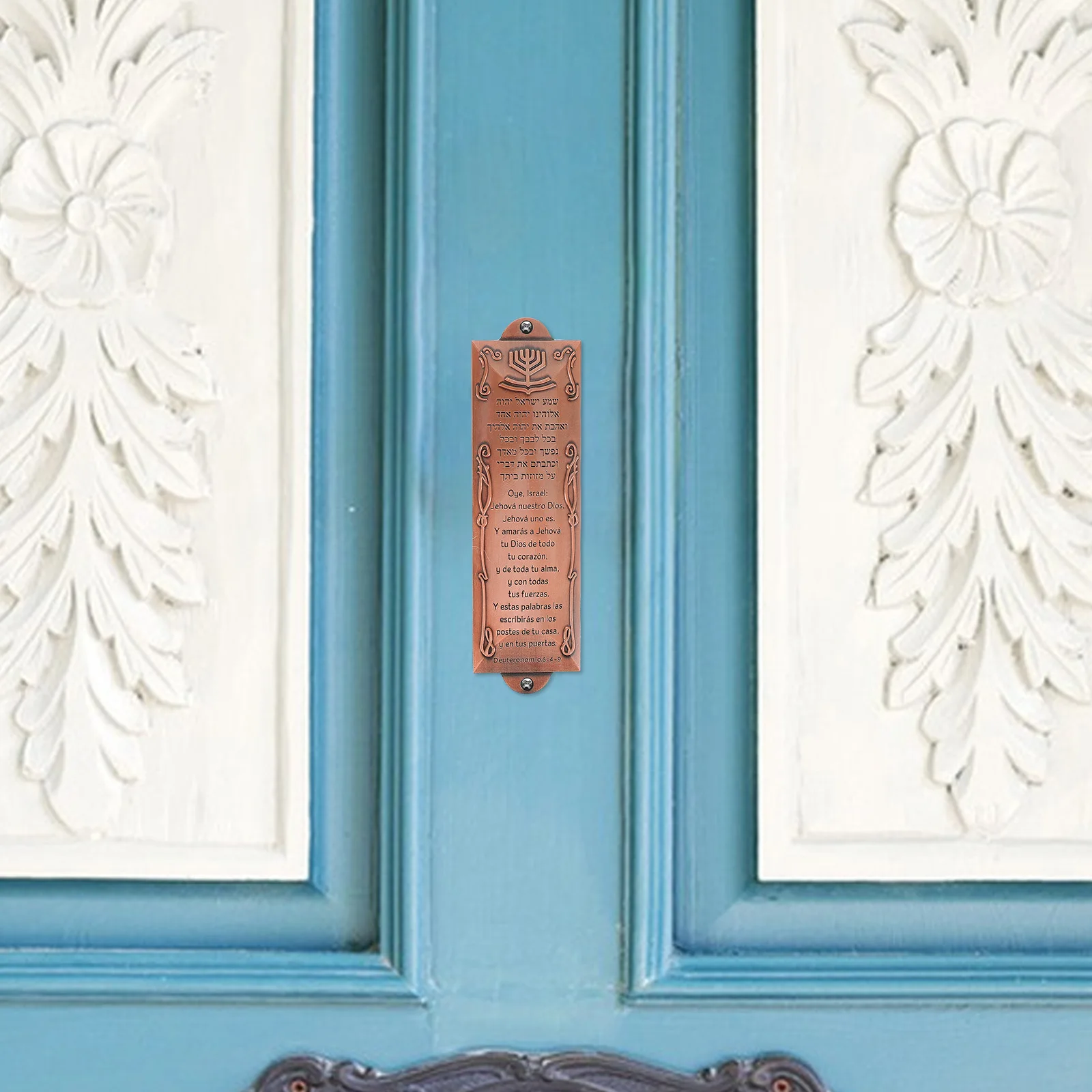 

Mezuzah With Scroll For Door Spanish Inscription Metal Religious Doorpost Decoration Blessing Plaque Home Entrance Judaica