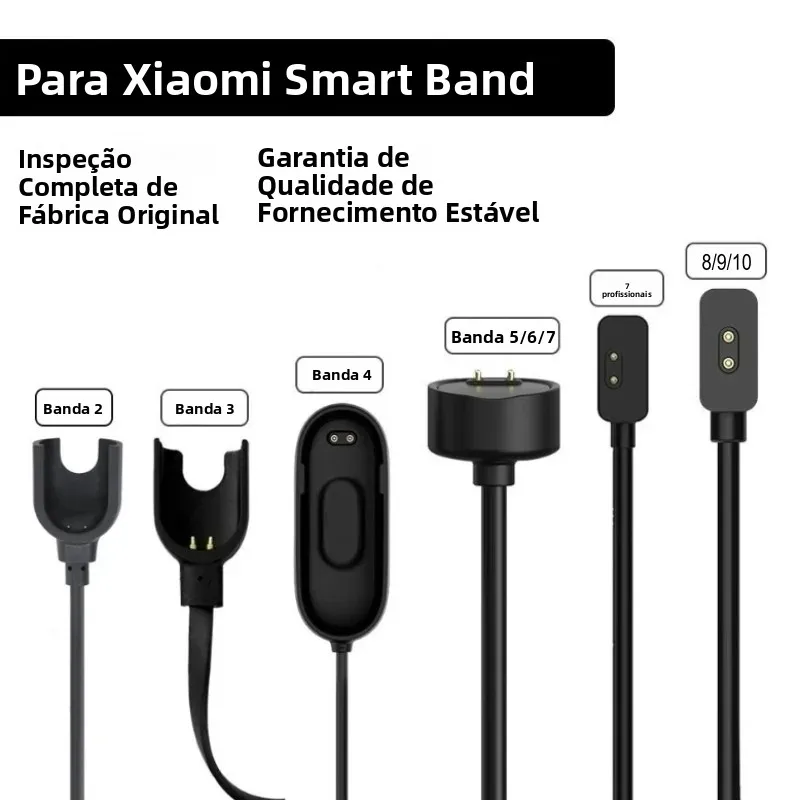 Cabo de Carregamento para Xiaomi Smart Band 10 9 8 7 Pro 6 5 4 2 Redmi Watch 4 3 Lite Active Redmi Smart Band 3 2 Carregador Magnético USB