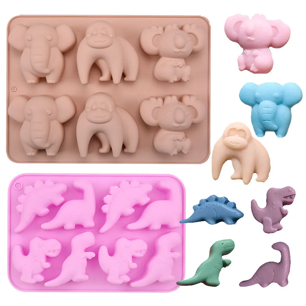 Elephant Koala Orangutan Silicone Scent Candle Mould DIY Dinosaur Drip Glue Resin Mold Handmade Animals Plaster Clay Table Decor