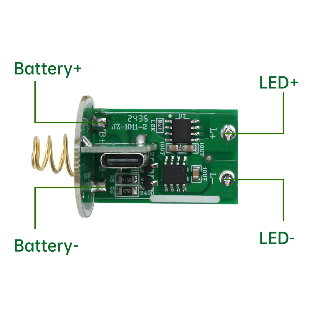 Type-c/Micro USB Dual 6-8.4V ไฟฉายลิเธียม 10W LED ไดรฟ์ไฟฉายไดร์เวอร์บอร์ดพร้อมสวิตช์ Circuit Board