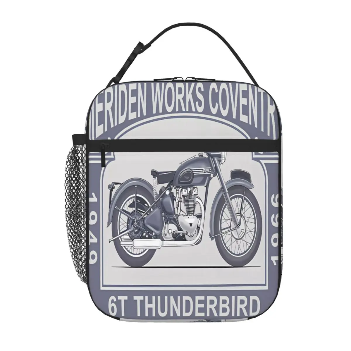 Bestselling The Classic Thunderbird Motorcycle Mark Rogan Neutral Tone Meal Prep Bag Long Drive Food Tote Bag
