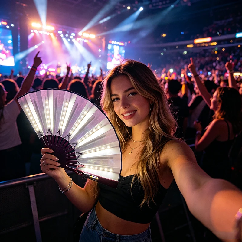 Wholesale 10pcs LED Hand Fan 10inches Rave Light Up Foldable Fan Glow Party Props Bar Nightclub DJ Dance Summer Holiday Supplies