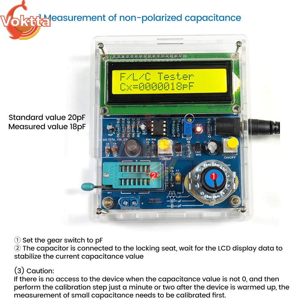 DC5V LCD Frequency Meter USB Transistor Tester DIY Kits High Precision Digital Inductance and Capacitance Measuring Instrument