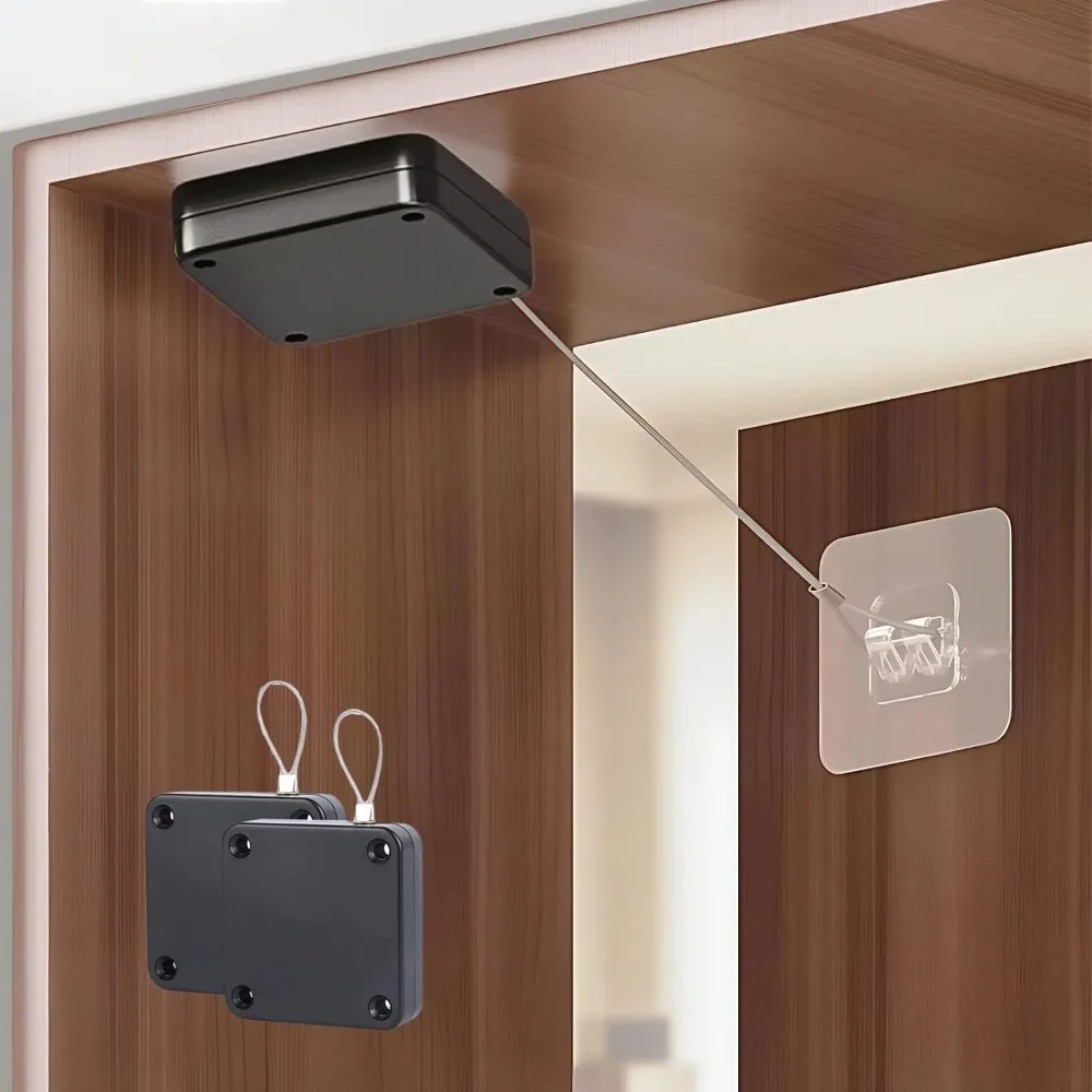 2Pcs Punch-Free Automatic Door Closer Adjustable Self Closing Device for Bedroom Bathroom RV Glass Screen Door