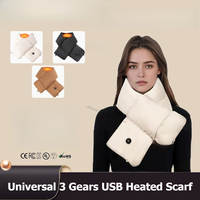 3 Gears USB Heated Scarf Neck Warmer USB Rechargeable Electric Heating Winter Warmth Unisex Thermal Wrap for Motorcycle Riding