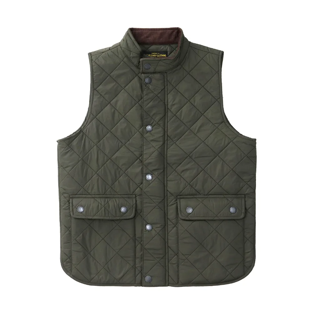 Replica quilted cotton vest for men American retro casual solid color stand collar diamond pure cotton work vest jacket