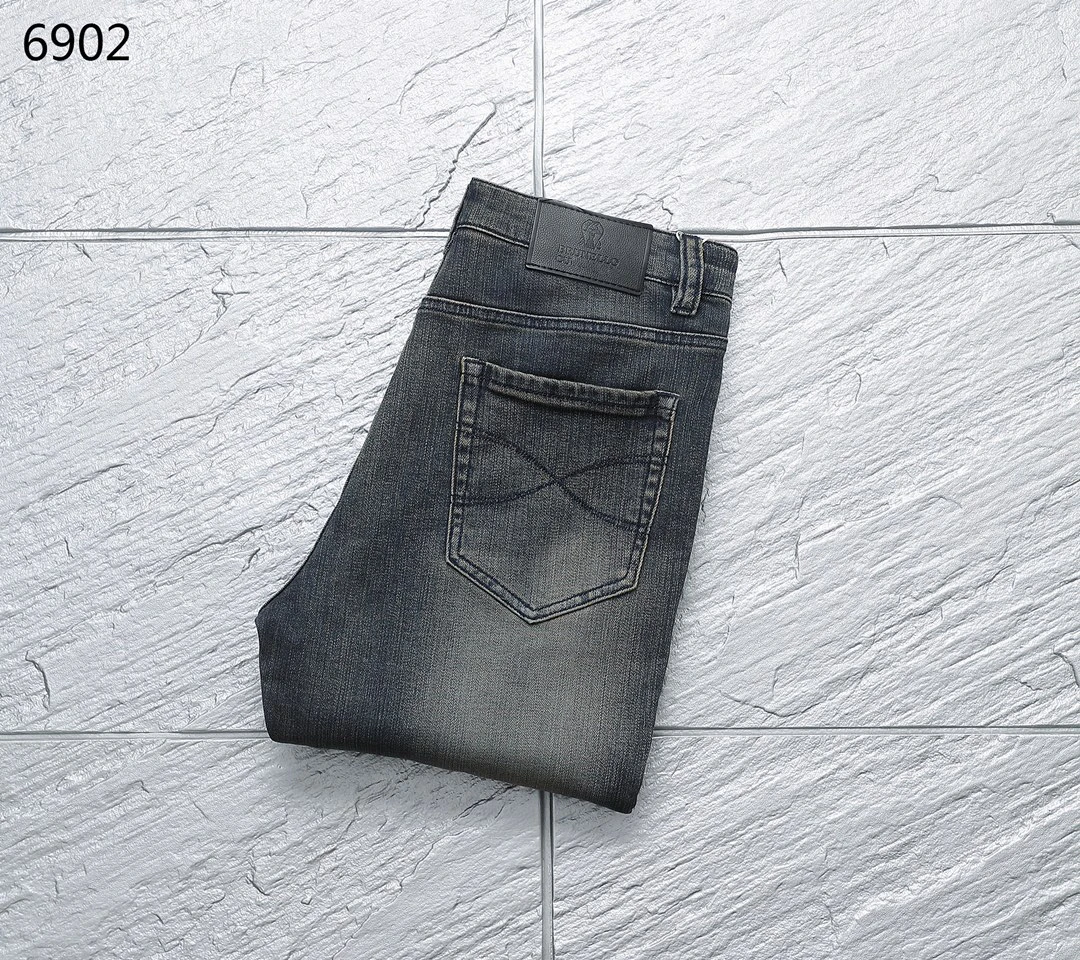 

Jeans men 2024 New Autumn Winter Elastic Fashion size 30-40 Straight long pants Customized leather label Old Money Italian