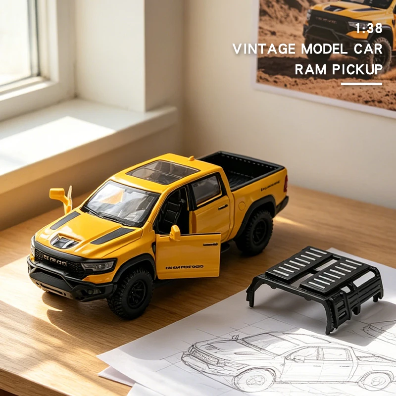 Modellino Auto in Lega 1:38 Dodge RAM 1000 TRX Mammoth Picku con Suono e Luci, Giocattolo per Bambini, Regalo di Compleanno