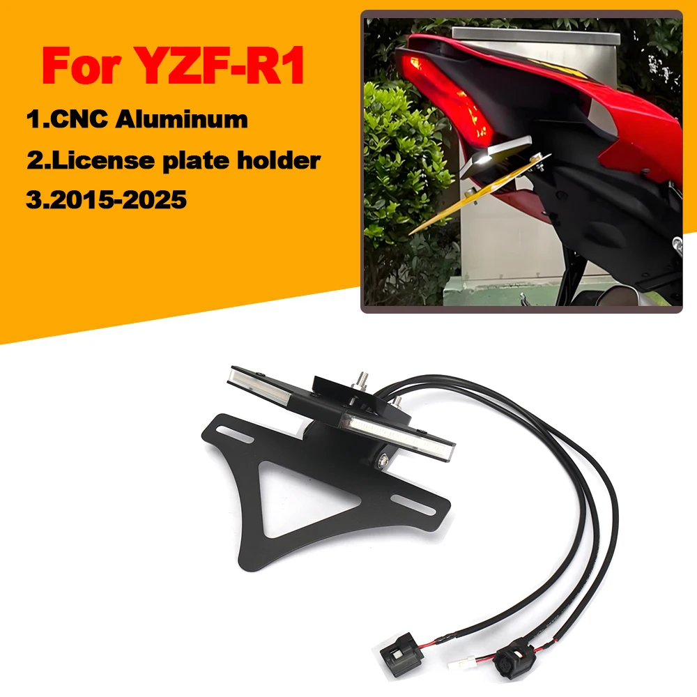 

﻿NEW Motorcycle Accessories License Plate Holder Tail Tidy Fender Eliminator Turn Signal For YAMAHA YZF R1 YZFR1 2015-2025