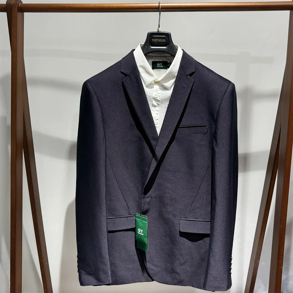 

Yago GY Men's Casual One-Button Purple Red Suit Jaet Faionable Slim Fit Busin Sle Long Sve irt for Spring Autumn