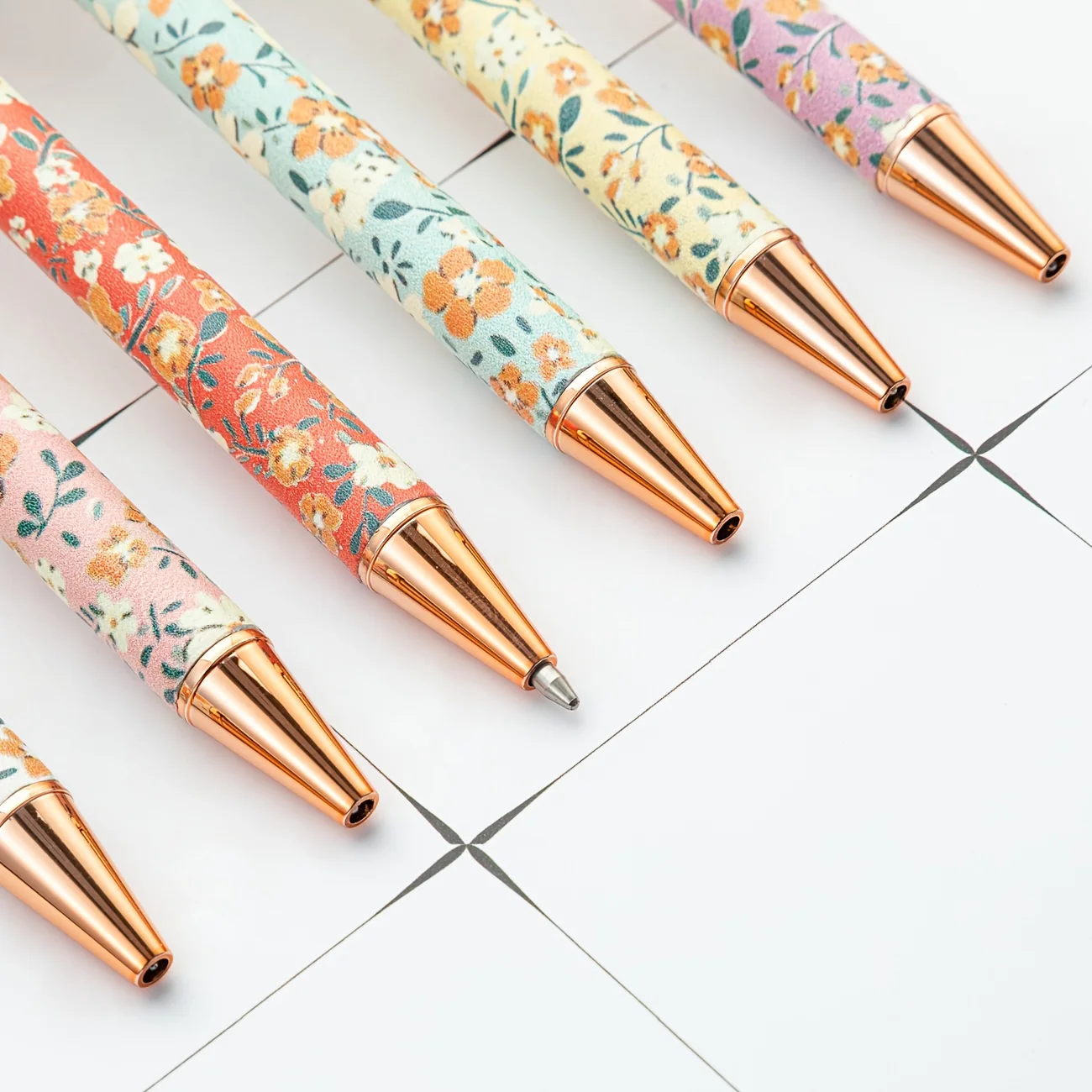 12/24/36 Piece Ballpoint Pen Retro Floral Cute Pen Metal Retractable Bullet Type 1.0 Black Ink Pen Diary Gift School