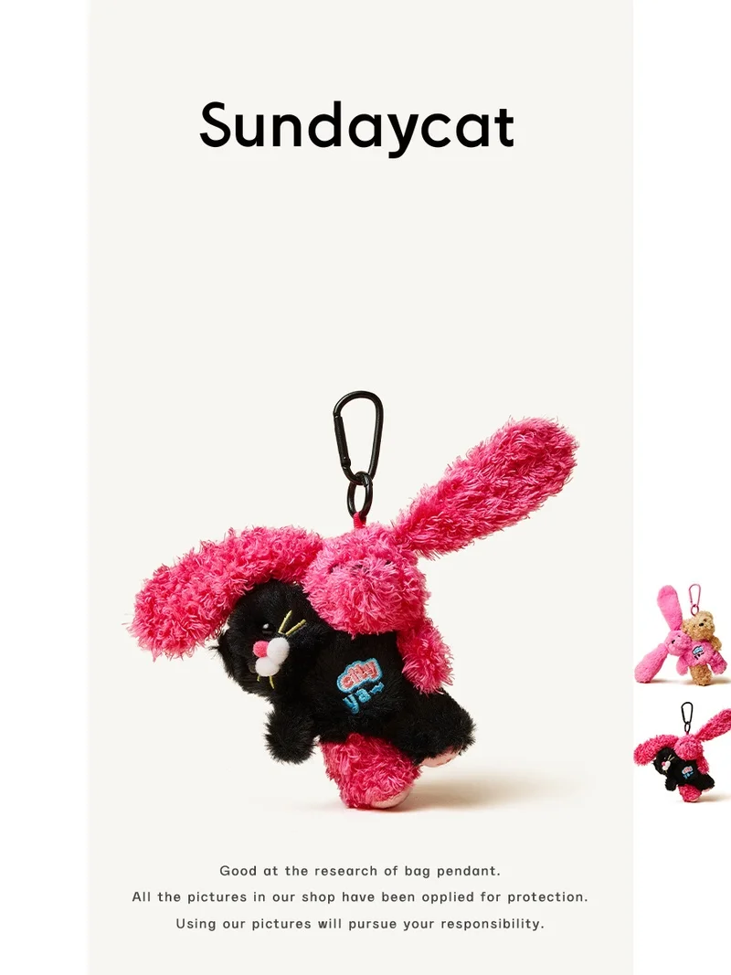 

SUNDAYCAT High-End Couple Plush Bag Charm Original Niche Cat Rabbit Stuffed Backpack Pendant Cute Keychain Lovers Gift