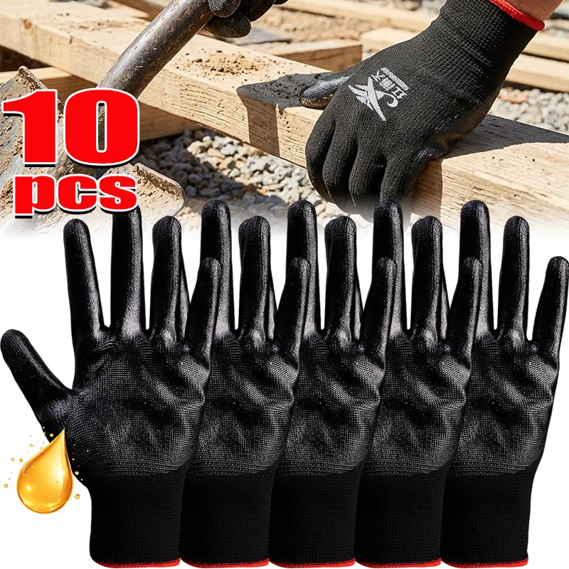 Black Nitrile Gloves Anti Slip Wear Resistant Safety Work Gloves for Outdoor Construction Mechanics Gardening Heavy Duty Work