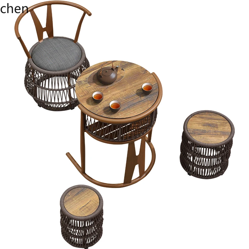 

ZWS. Balcony tea table and chair combination leisure modern living room home tea table small apartment small coffee table