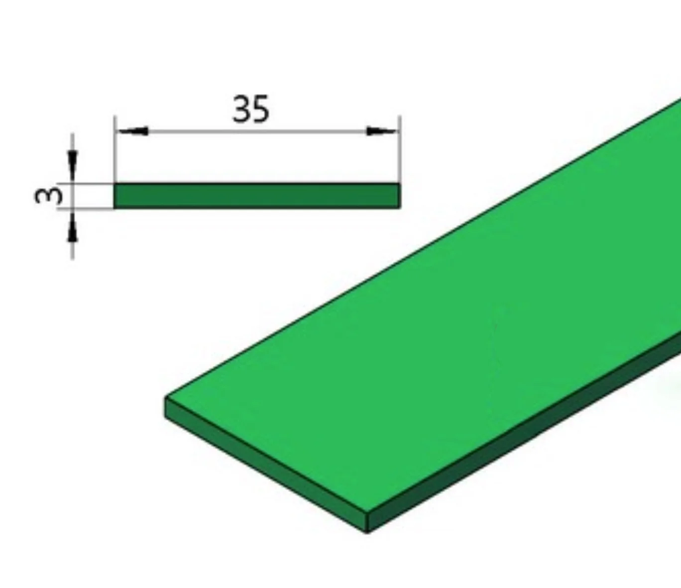 10Meters 35x3mm PE Wear-Resistant Strip Conveying Machinery Baffle Anti-collision Plastic Plate Plane Cushion Strip Parts