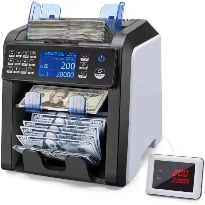 Two CIS 2 Pocket Currency Discriminator Banknote Sorter Money Value Counter Bill AL-950