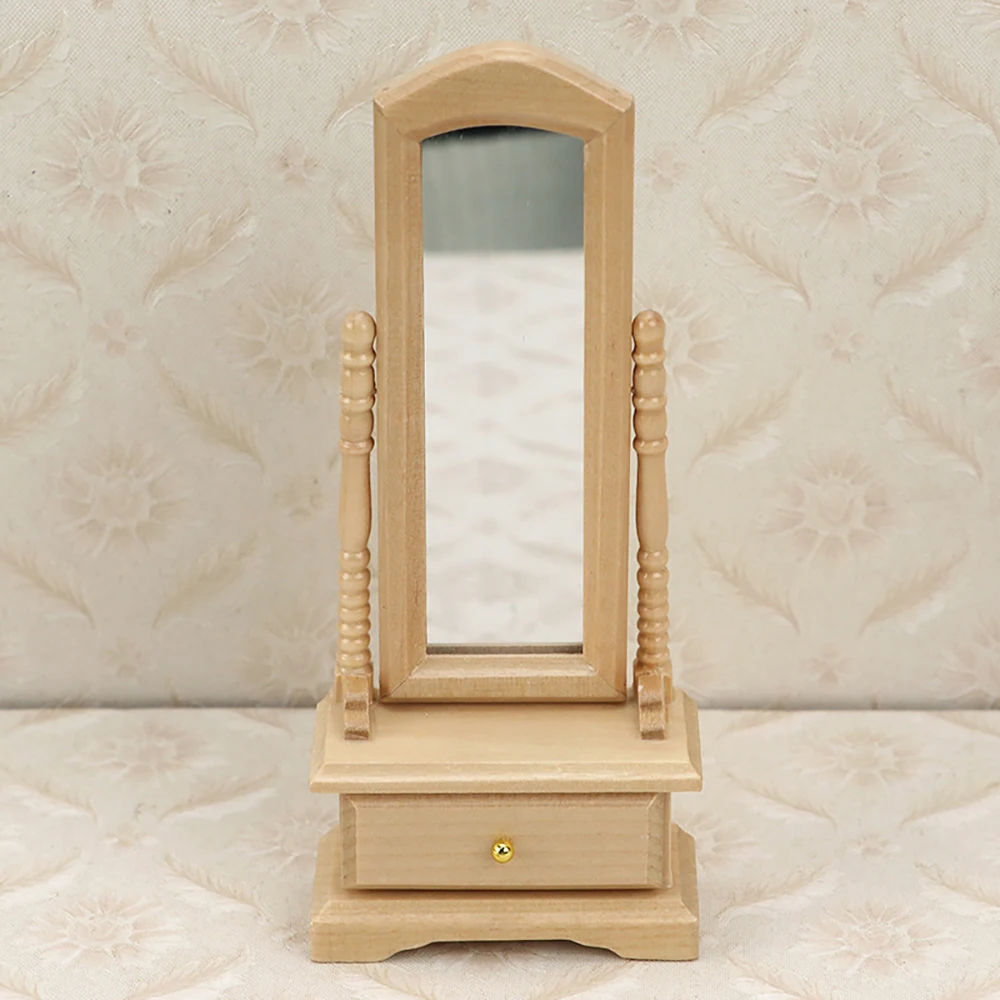 1/12 Puppenhaus Miniatur Zubehör Mini Holz Dressing Spiegel Möbel Modell Spielzeug für Puppenhaus Dekoration