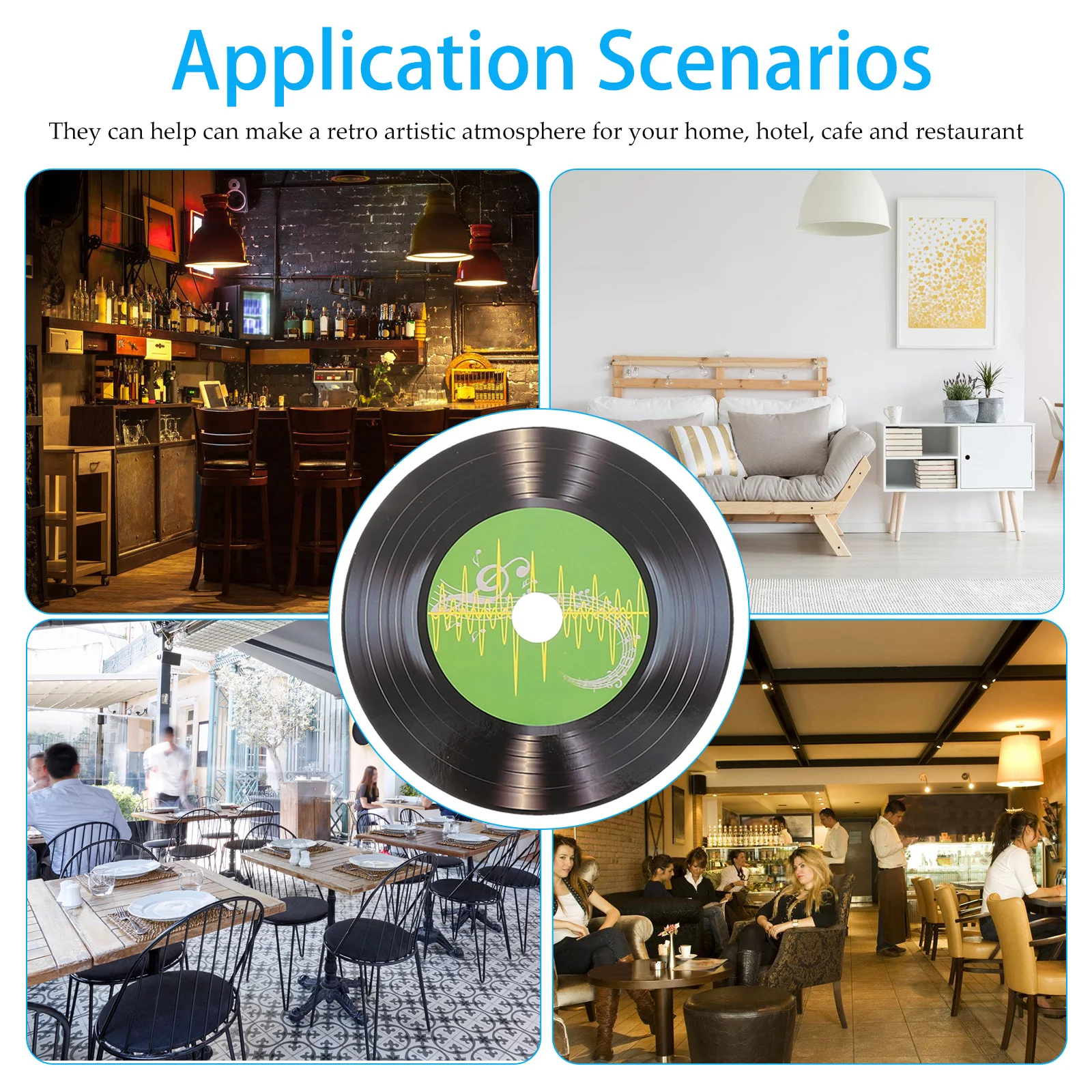 9 قطعة سجل كلاسيكي جدار ديكور الرجعية ورقة بولي كلوريد الفينيل شريط المنزل خمر الموسيقى موضوع مسجل فينيل سجلات الخشب ديكور سجلات الخشب #4