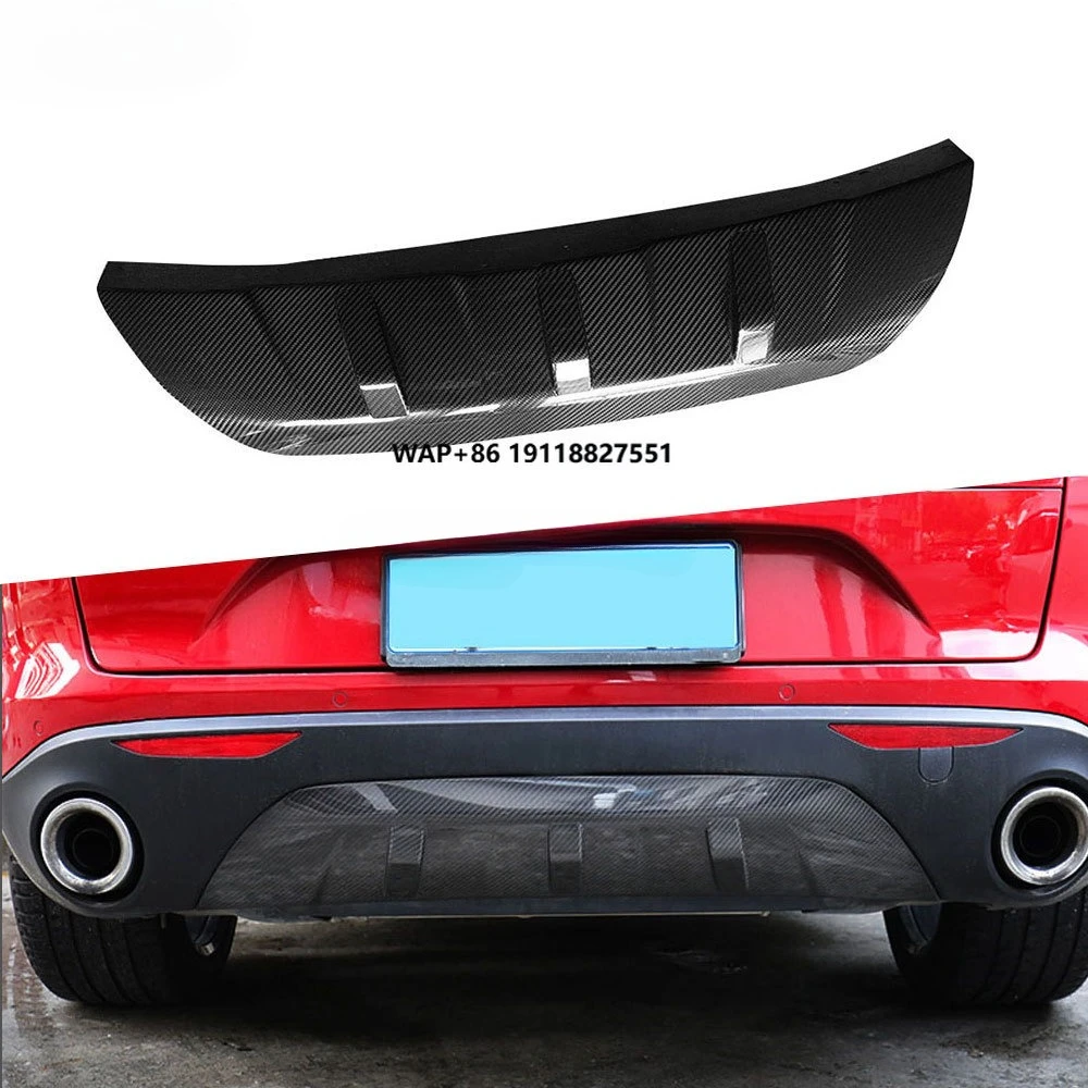 Carbon Fiber Rear Bumper Lip Diffuser forStelvio 2017 -2020 ABS Fins Shark Style Rear Hugger Plate Fender Cover