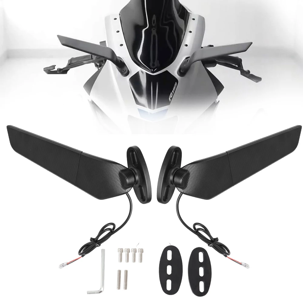 For YAMAHA YZF R6 R1 R25 R3 R125 R15 Motorcycle Mirror Modified Wind Wing Adjustable Rotating Rearview Mirror Moto Accessories