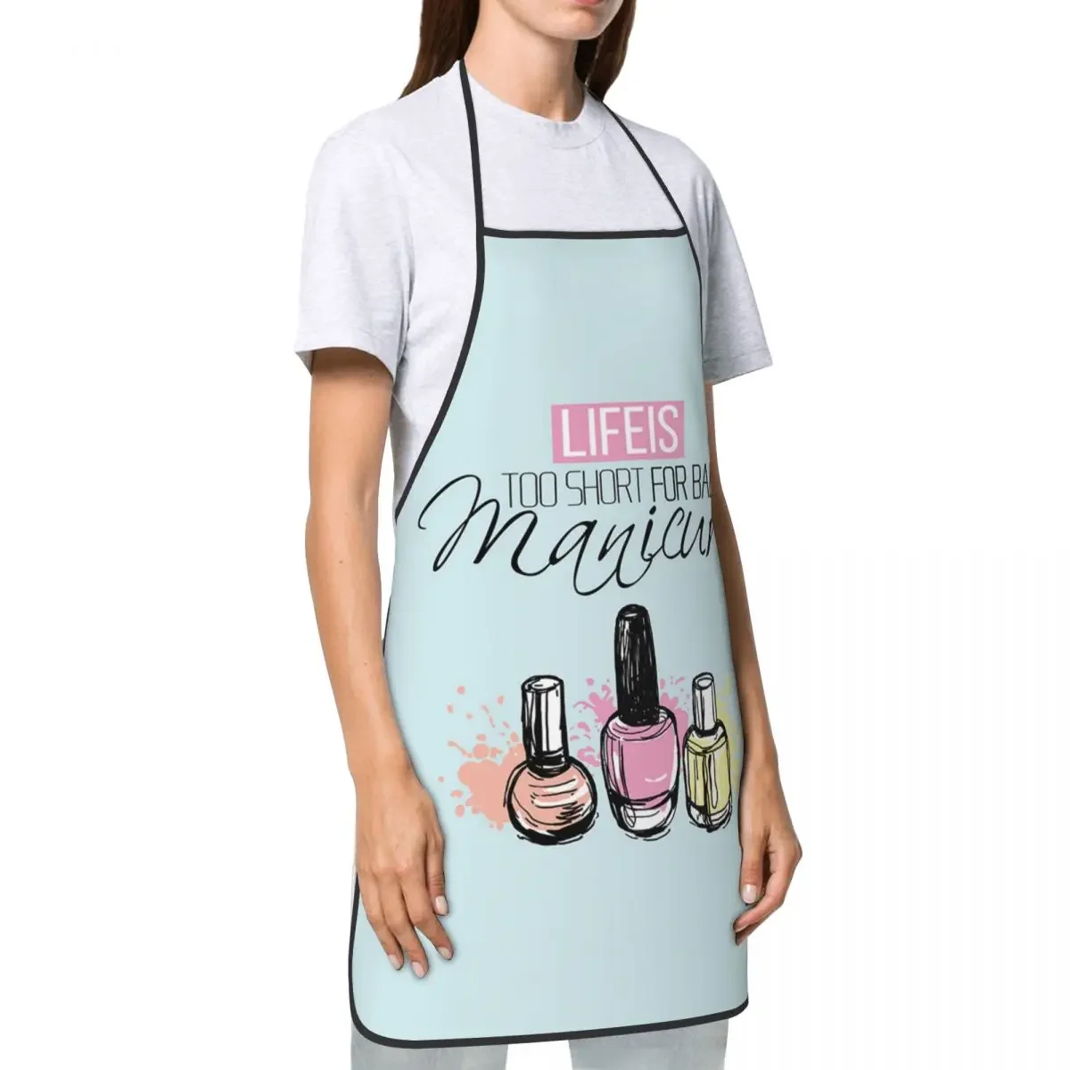 Fashion Nail Polish Bib Aprons Men Women Unisex Kitchen Chef Manicurist Manicure Tablier Cuisine for Cooking Baking Gardening