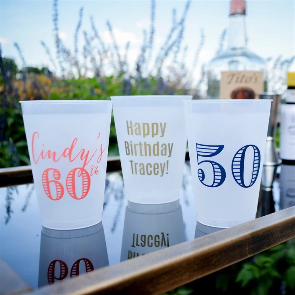 Happy Birthday Party Cups, Custom Birthday Party Cups, Shatterproof Plastic Cups, Frosted Plastic Cups, Party Favor Cups, Plasti