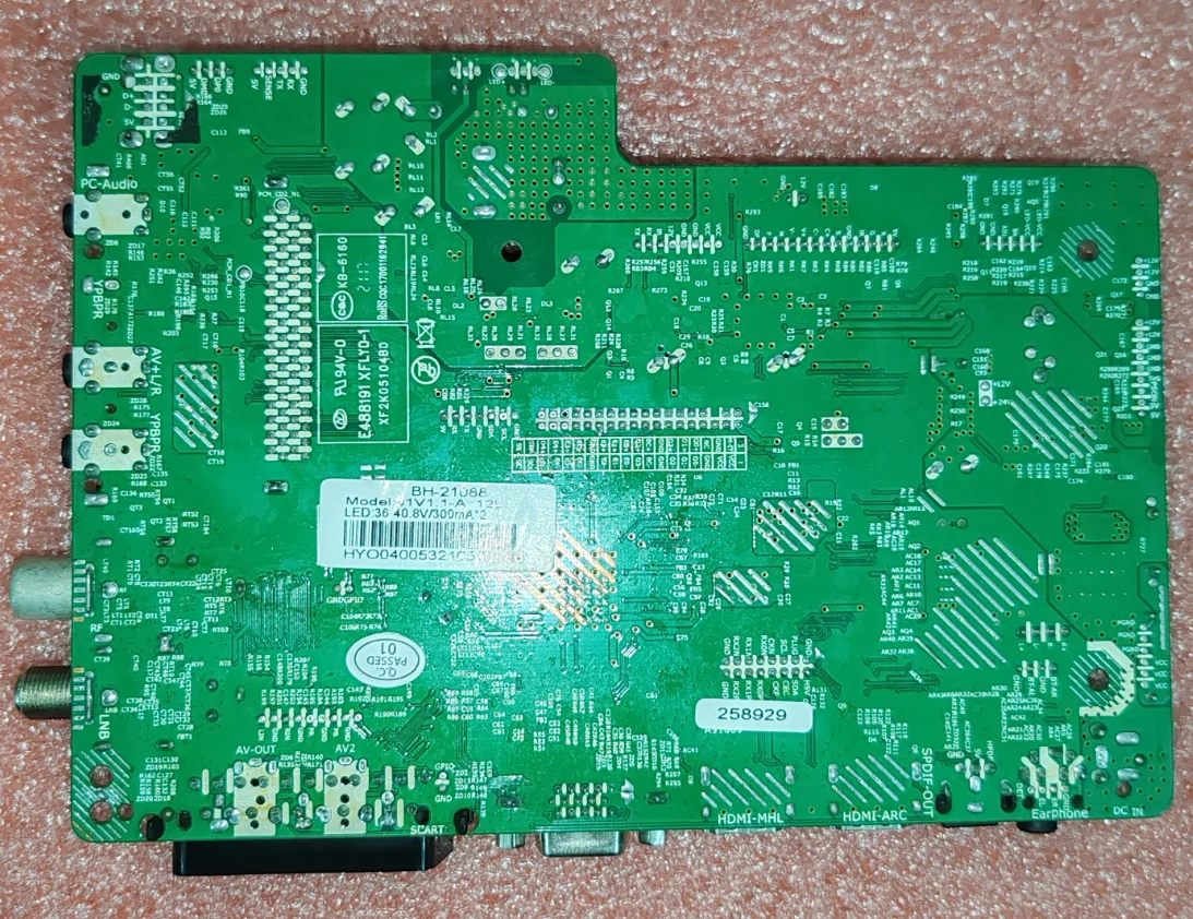 تم اختبار اللوحة الأم للتلفزيون J1 V1.1 LED بشكل جيد J1 V1.1-A لاختبار 36-41 فولت 600 مللي أمبير، صورة مادية،