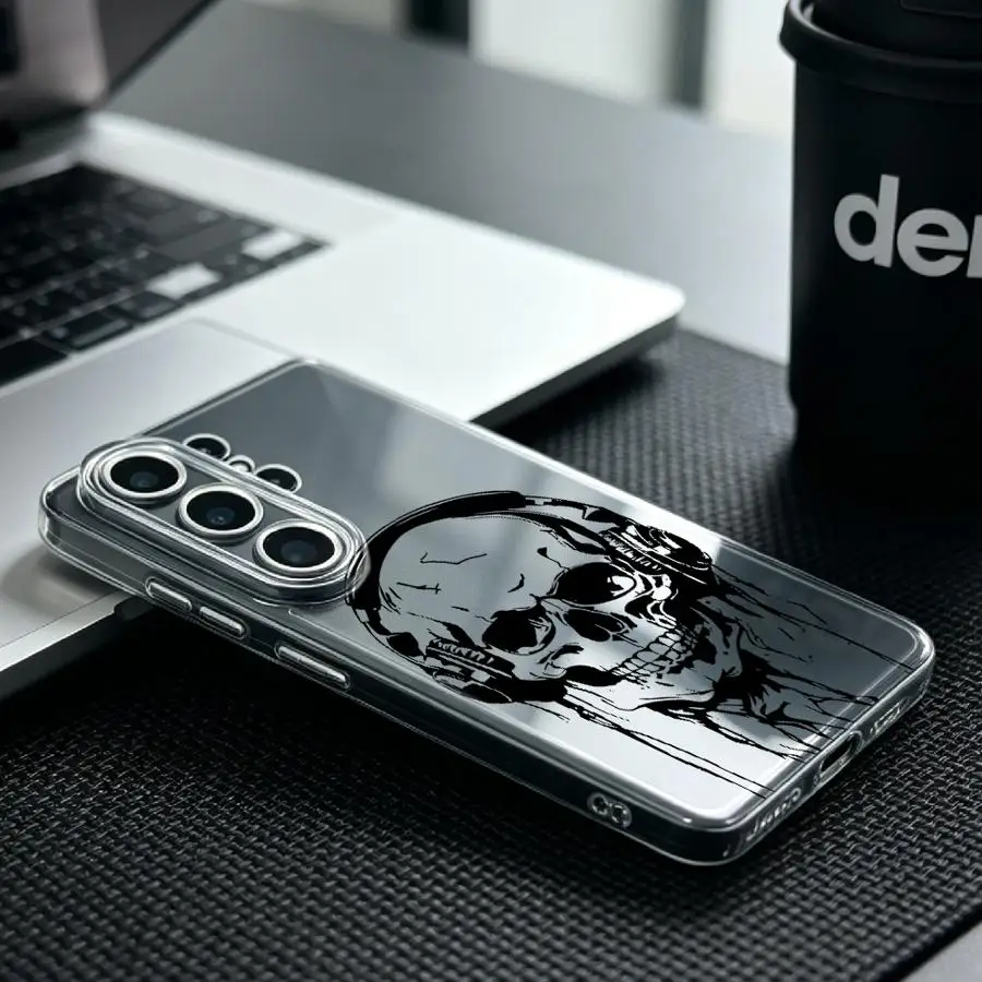 Phone Cover Case for Samsung Galaxy S26 S22 FE S23 Ultra Note 20 Ultra 10 S24 S25 Edge S20 Plus S21 Skull With Headphones Print