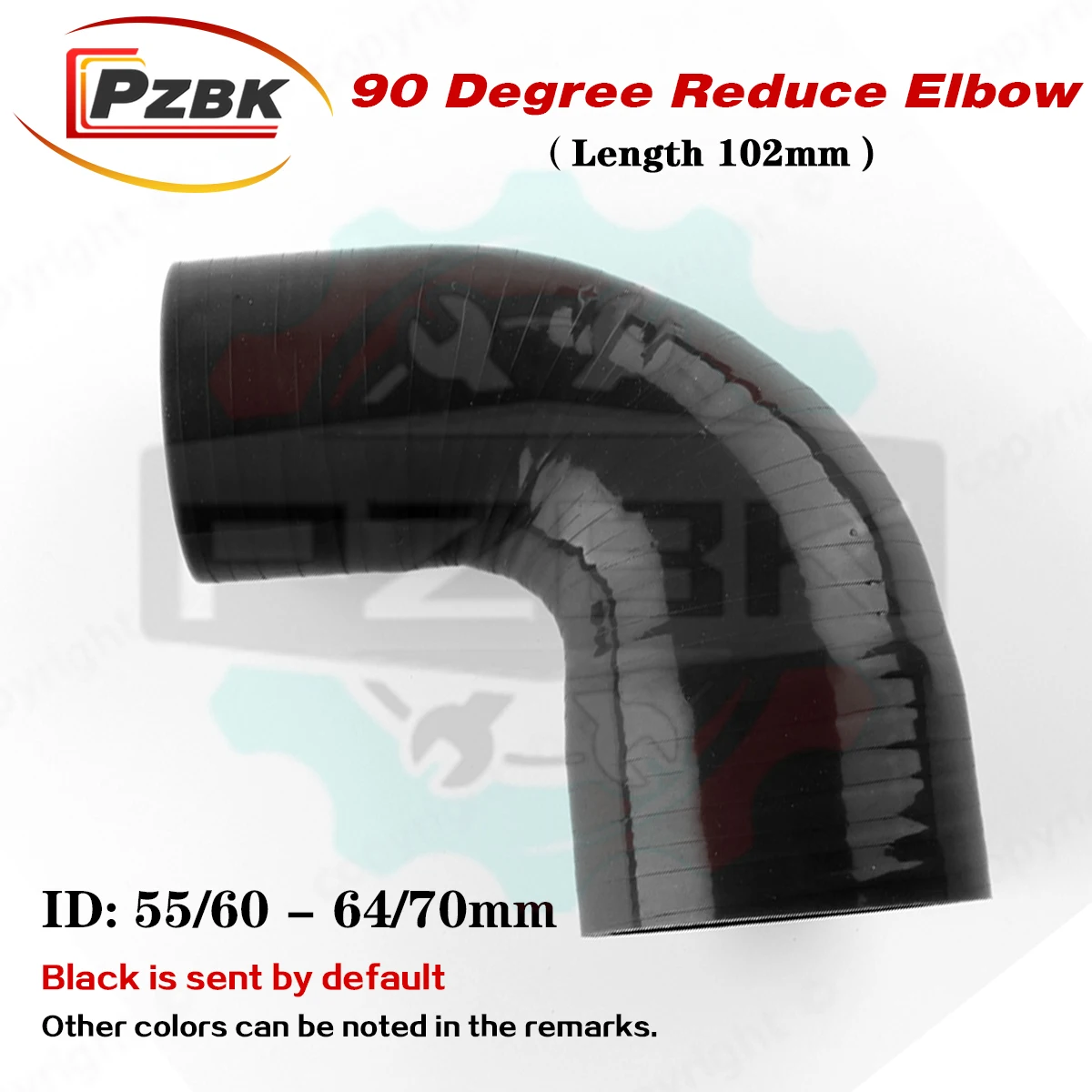 

Black Lenght 102mm 90 Degree Reducer Elbow General Silicone Coolant Intercooler Pipe Tube Hose ID 55mm 57mm 60mm 63mm 64mm