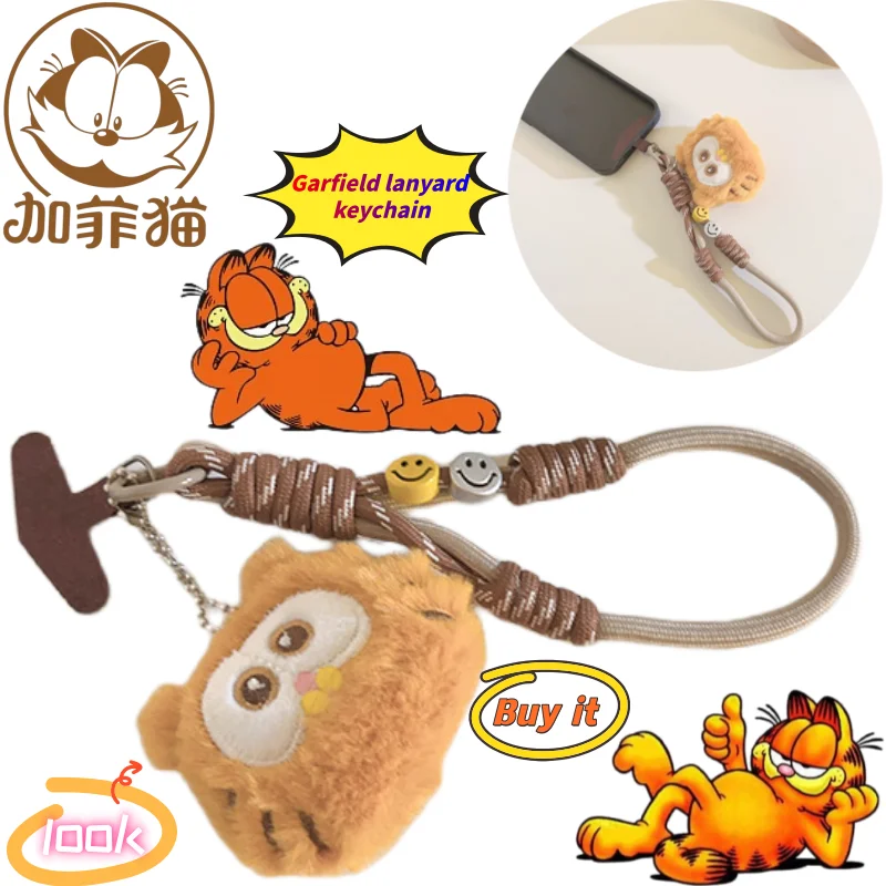 

NEW Garfield Lanyard Key Chain High Color Value Cartoon Doll Shape Creative Men's and Women's Short Portable Key Chain Pendant