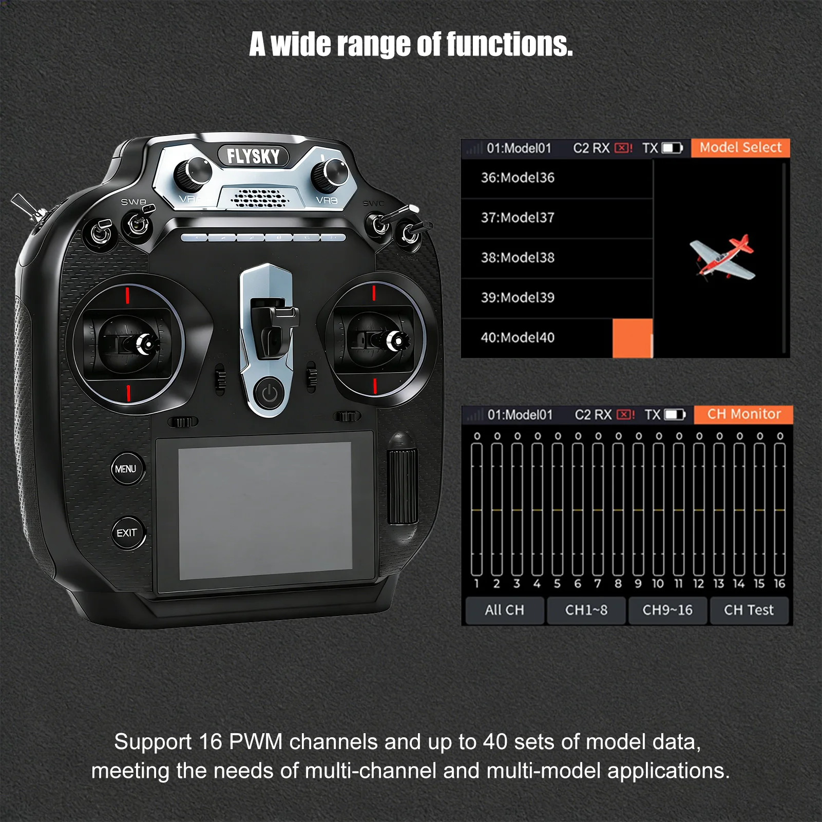 

Радиопередатчик 2,4 ГГц с 16 каналами и приемником, 3,5-дюймовый IPS-экран, пульт дистанционного управления для радиоуправляемых машин, лодок, самолетов, левосторонний дроссель