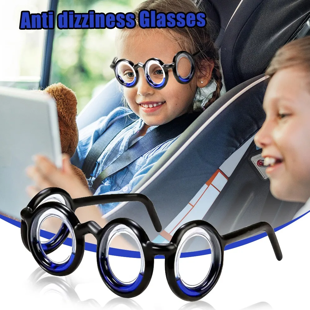 Anti Dizziness Glasses For Travel Portable Natural Nausea Relief Black Motion Sickness Glasses Stylish Frame For Car Plane Boat