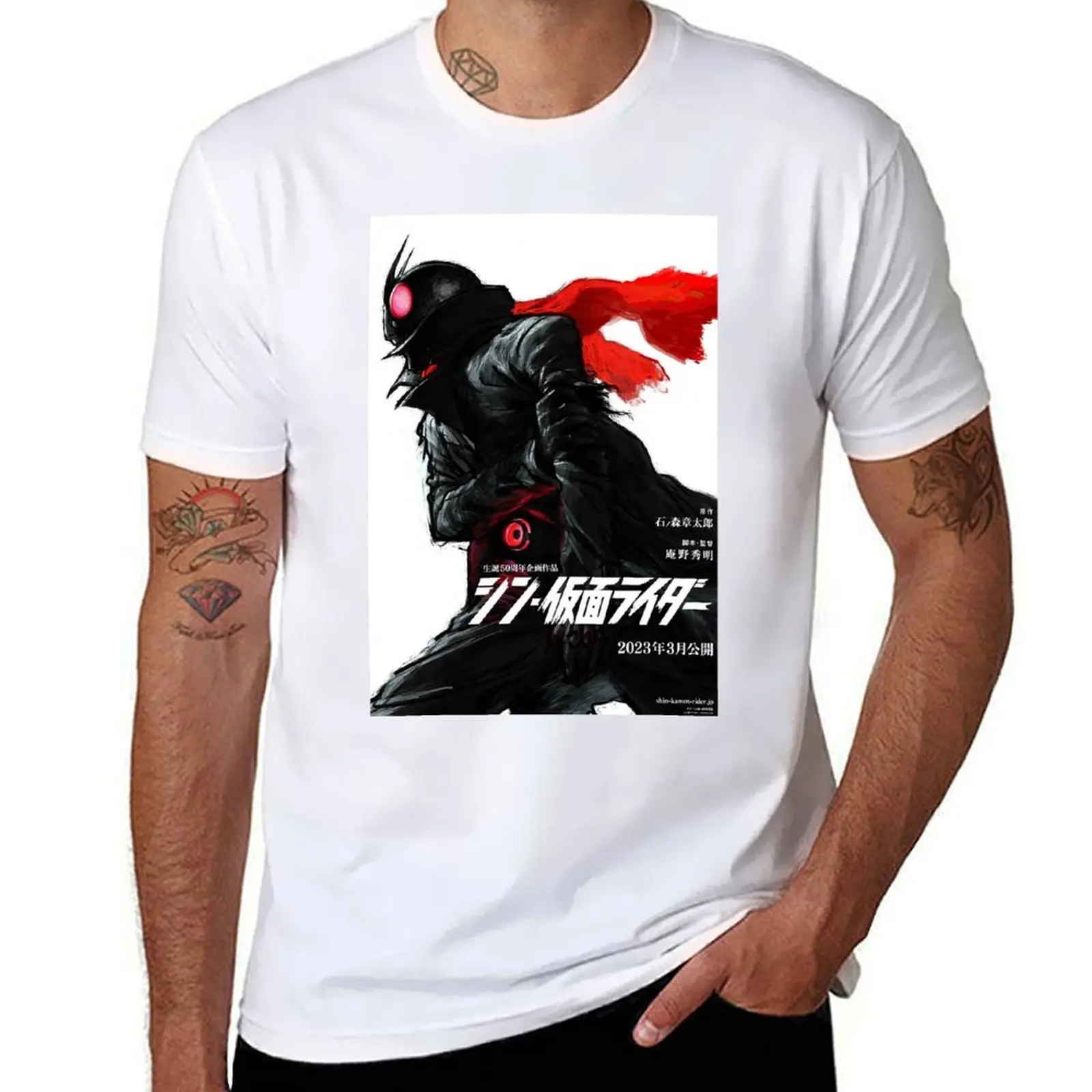 

shin Kamen Rider T-Shirt t shirts for man cotton anime tshirt T-Shirt