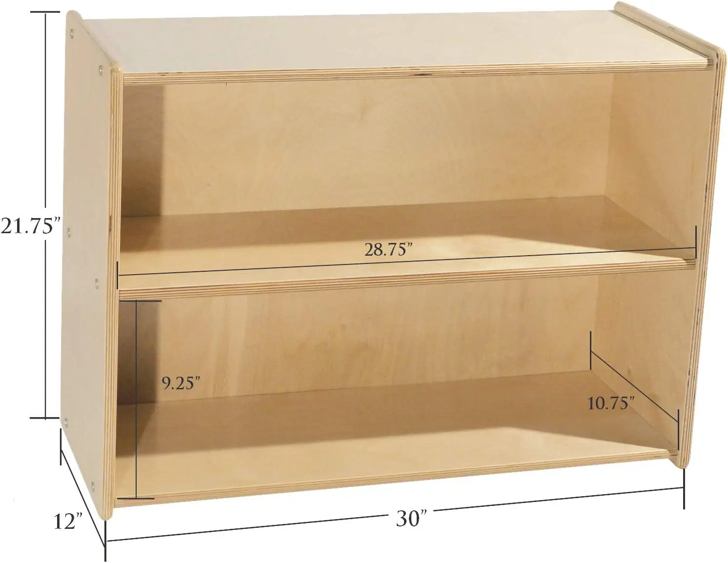 Shelves for Kids, Bookcase with 2 Shelves for Storage, Wood Furniture for Toddlers, Children, Classroom, 30-inch Width