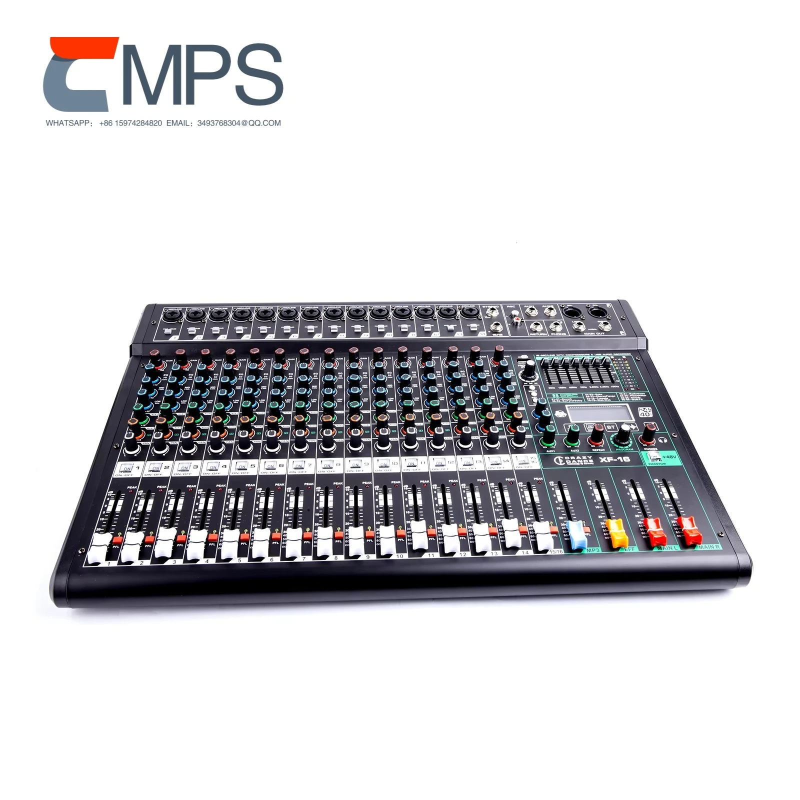 XF-16 المهنية وحدة تحكم الصوت المنزلية خلاط 16-Way USB تأثير صدى لعروض المسرح العروض الحية المواد المعدنية MP3