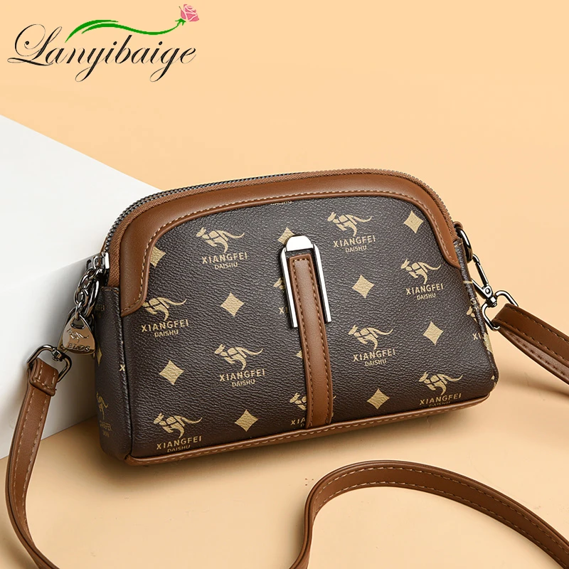 2024 Middle-aged Handbag Four Layer Mobile Phone Purse Old Flower Bag New High-capacity Women's Diagonal Cross Brand Mother Bag