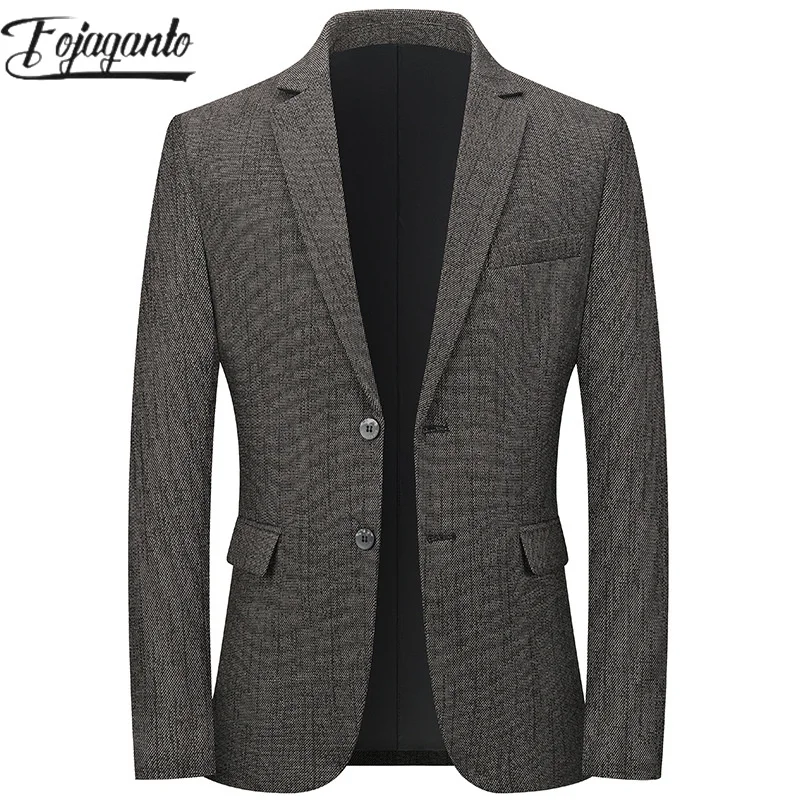 

FOJAGANTO 2024 Casual Suit Blazers For Men Cotton Slim-Fit Business Jacket High Quality Design Casual Suit Blazers For Men