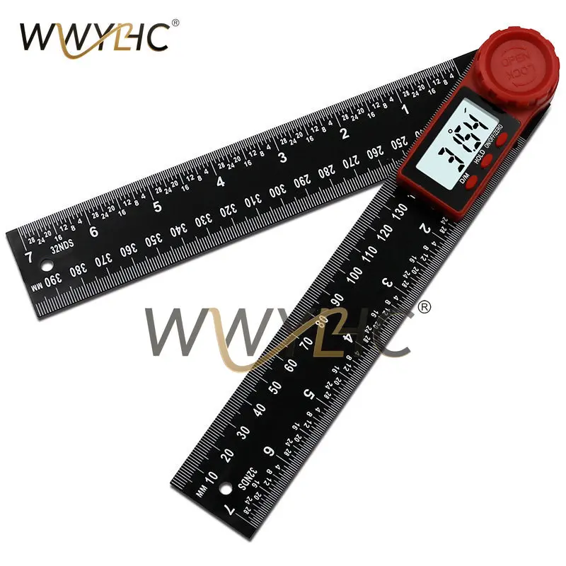 New 2-in-1 Digital Angle Ruler Protractor Black Vernier Caliper
