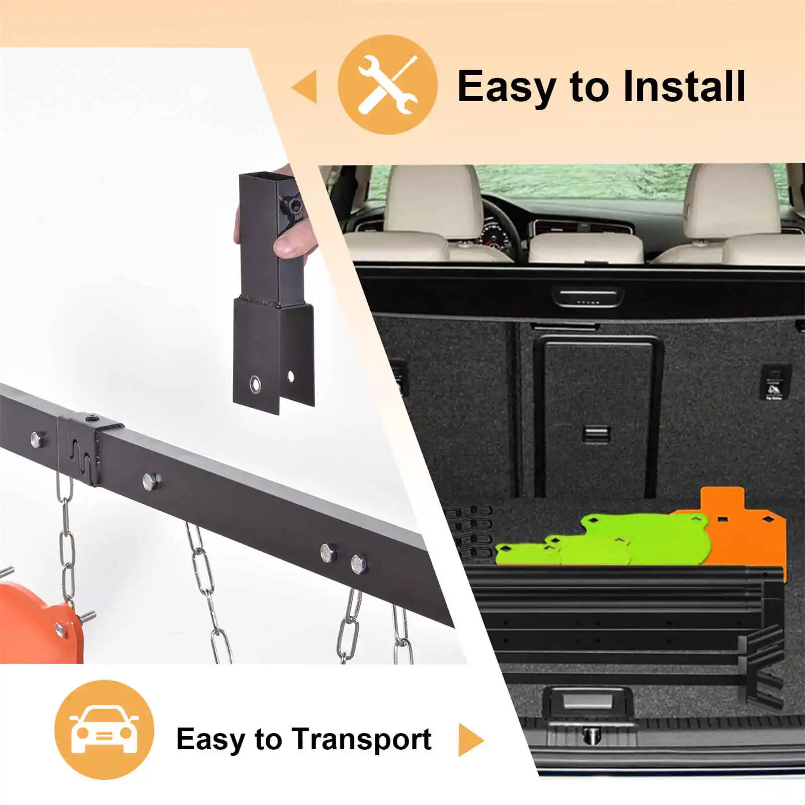 الهدف الفولاذي لمجموعة نظام حامل الهدف للرماية، أهداف صورة ظلية بسمك 3/8 بوصة × 12 بوصة، أهداف غونغ بسمك 3/8 بوصة وسميكة 6 بوصة