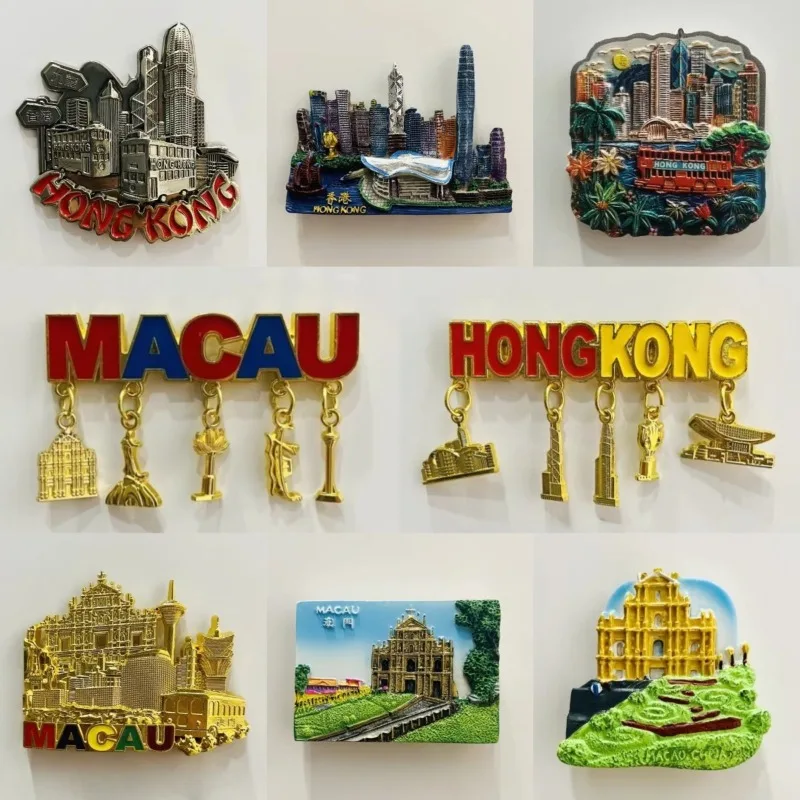 

China Souvenirs Macau Fridge Magnets Hongkong Ruins of St．Paul＇s Victoria Harbour Fridge Stickers Birthday Gifts Home Decor