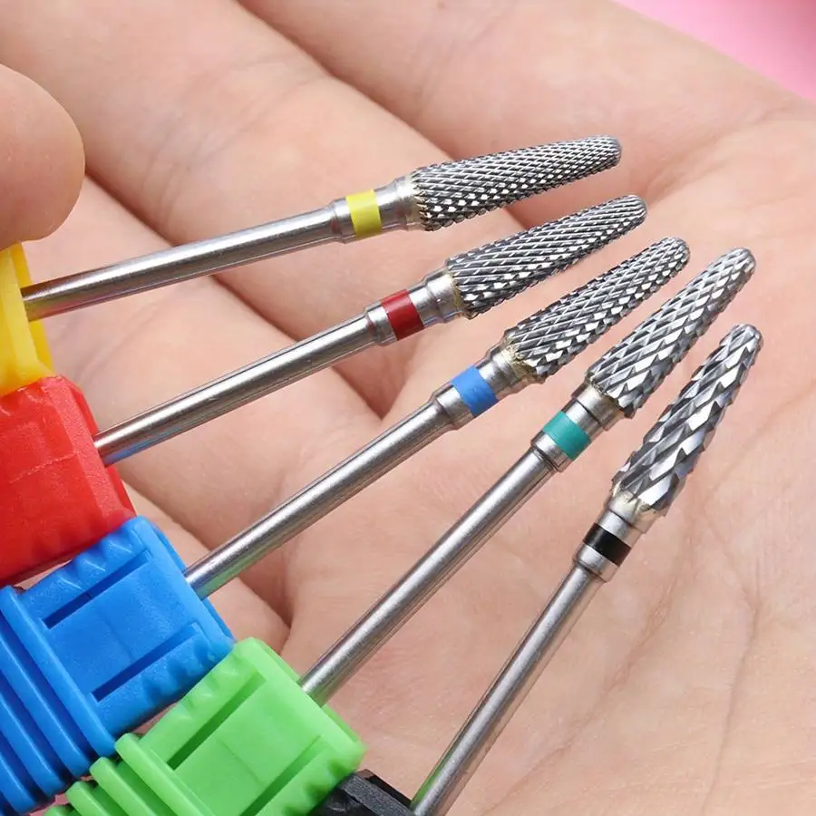 1/2PCS 3/32 Tungsten Carbide Nail Drill Bit Large Bullet Multi-Function for Manicure Pedicure Cuticle Gel Removal Polishing Tool