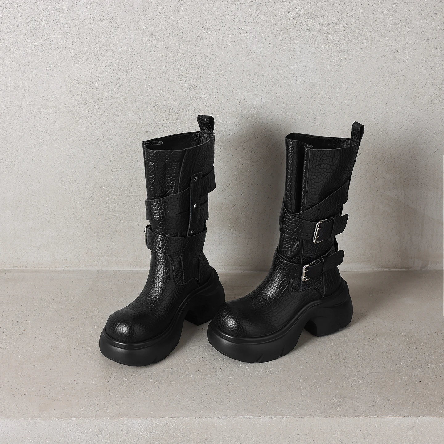 جلد طبيعي أحذية رعاة البقر الغربية أحذية الكاحل ، حزام مشبك كتلة أحذية امرأة ، أحذية فارس ، الأحذية الحديثة ، الجوارب فاسق مكتنزة #5